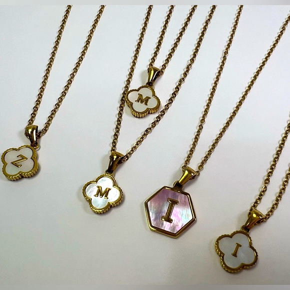 BUNDLE FOR INDIRA: Reversible Clover Rainbow Mother of Pearl Necklace 18K YGold